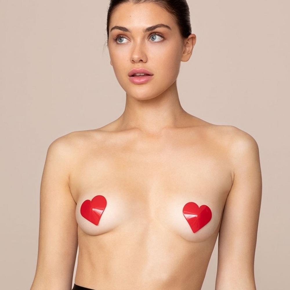 Agent Provocateur Alabama Red Acrylic Heart Nipple Pasties Nipple Covers Boudoir